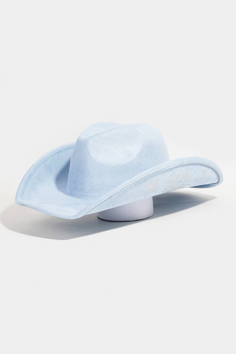 Rhinestone Moon And Star Embroidered Cowboy Hat