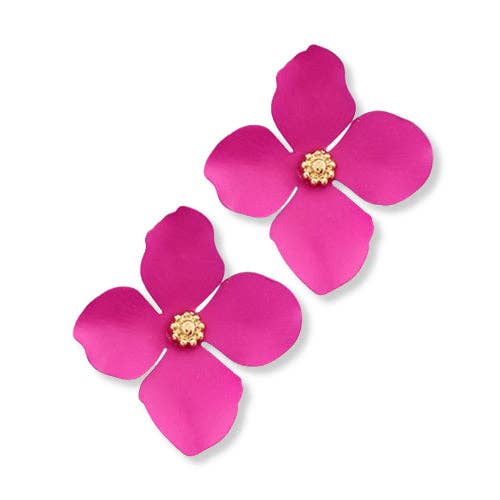 Fuchsia Petal Statement Stud Earrings
