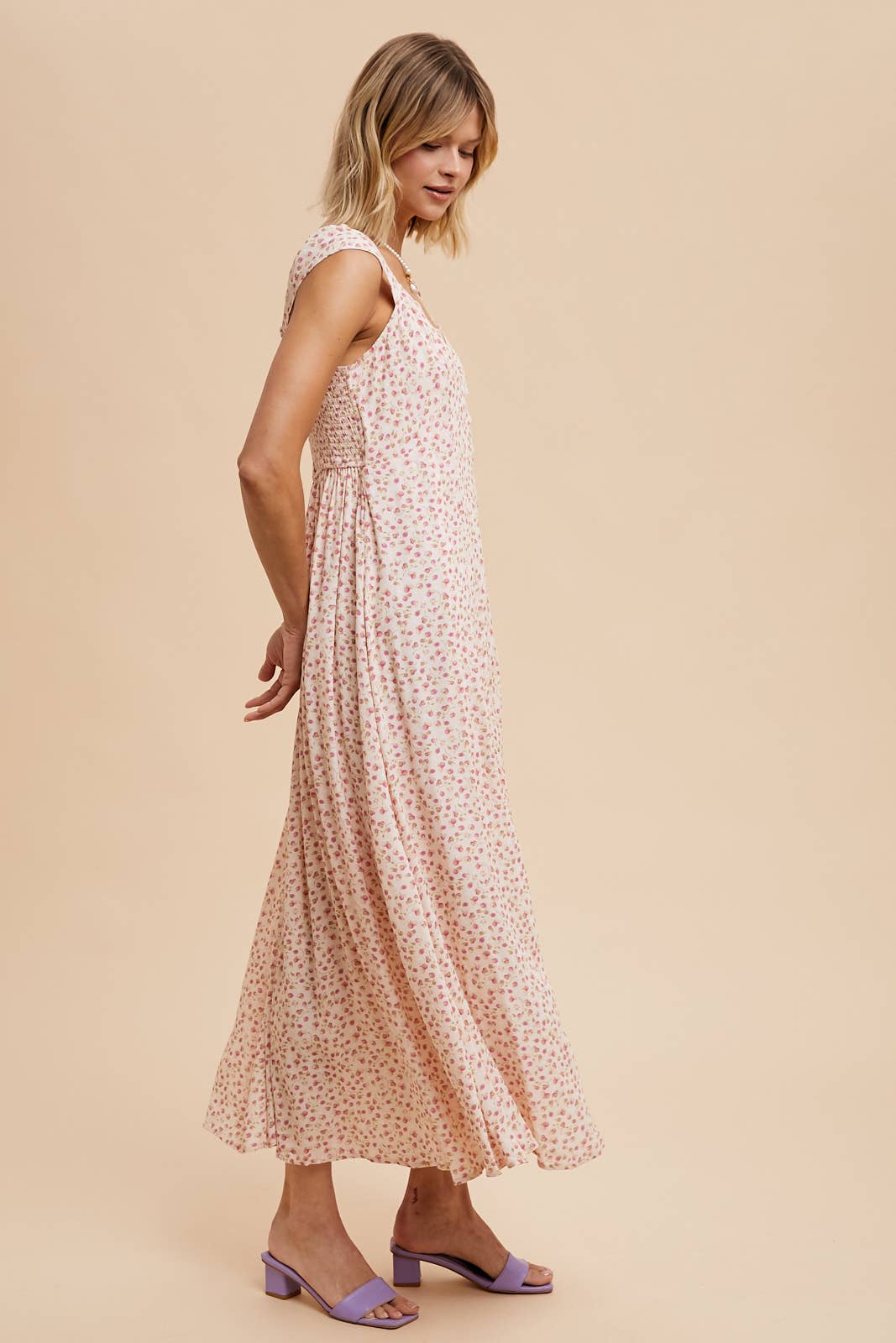 Peach Floral Button Down Sundress