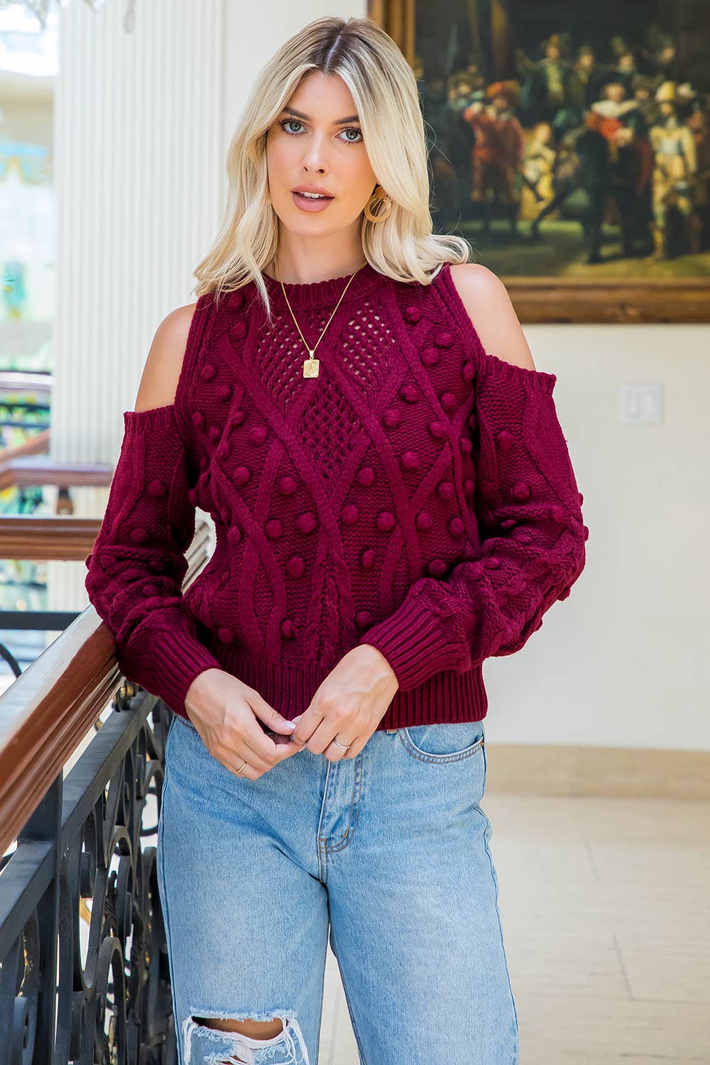 CABLE KNIT DETAIL PULLOVER SWEATER