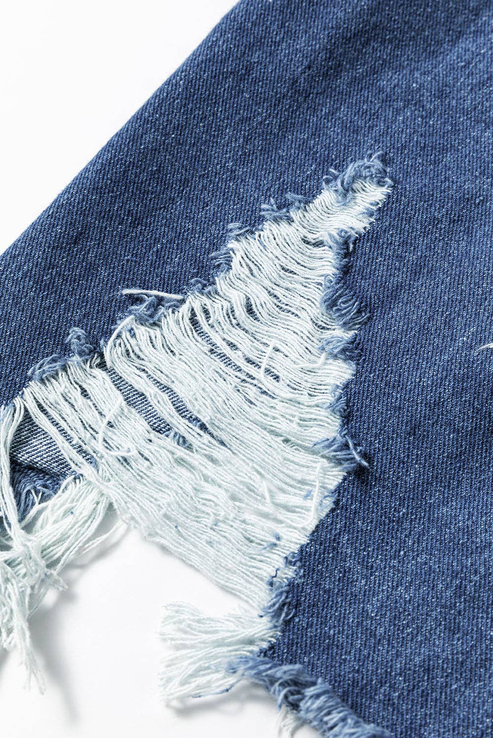 Mineral Wash Distressed Long Denim Jacket