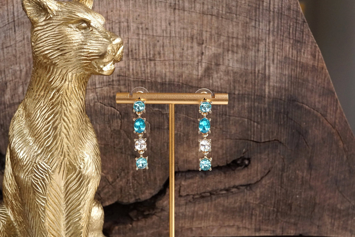 Linear Drop Earrings with Sparkling Crystals