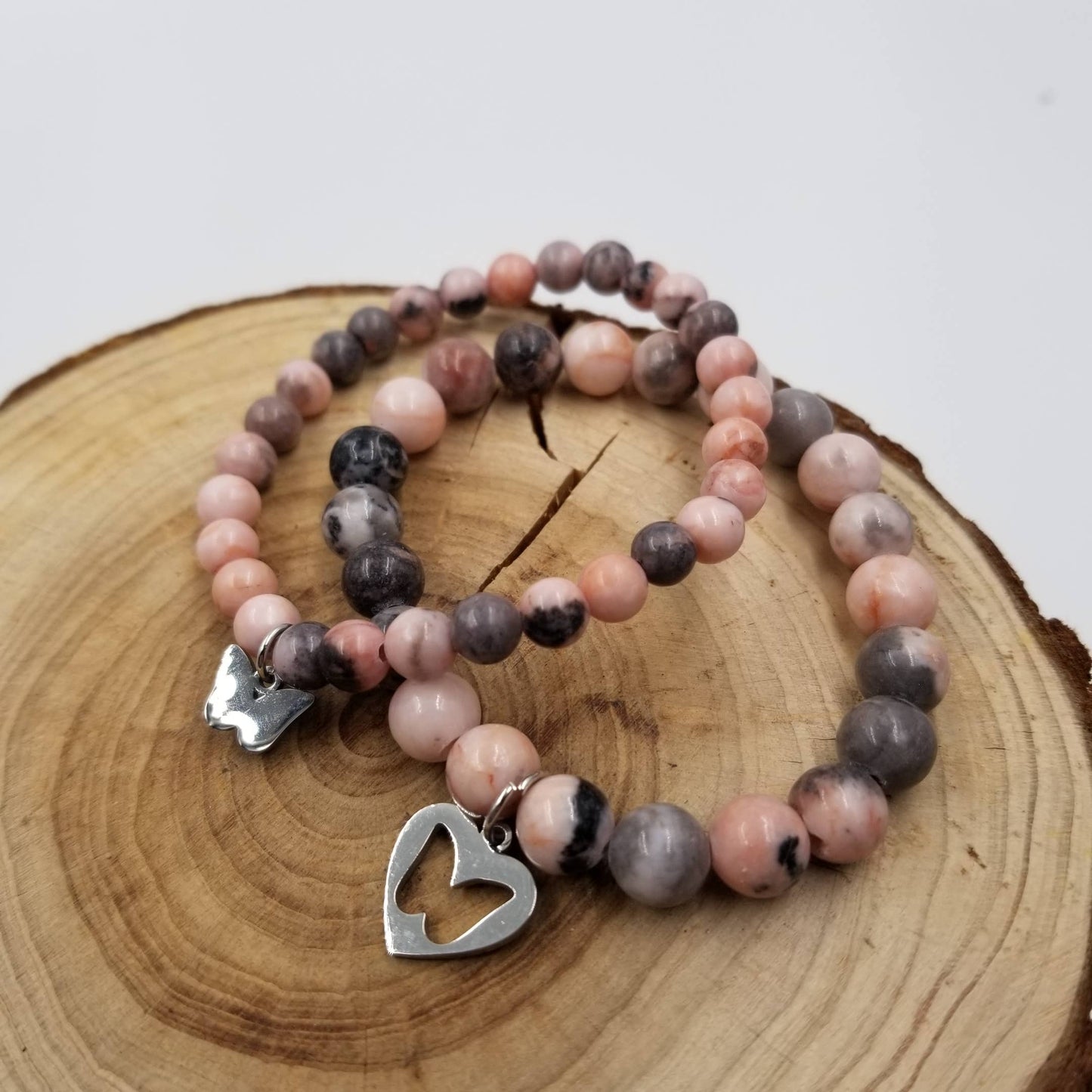 Mother & Daughter Natural stone Butterfly Bracelet Set
