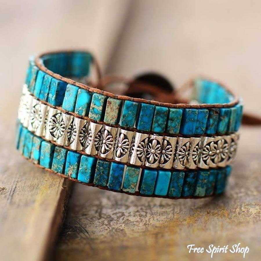 Tibetan Blue Jasper Wrap Bracelet