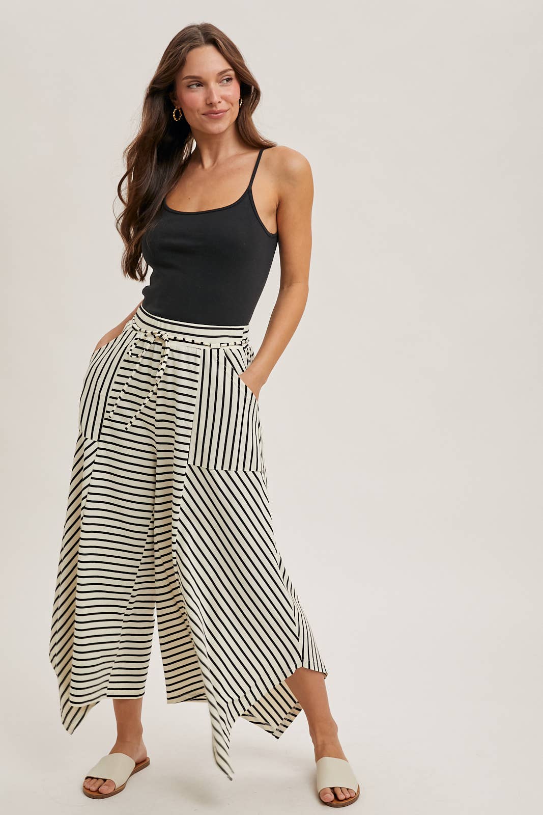 STRIPED WIDE LEG PALAZZO PANTS