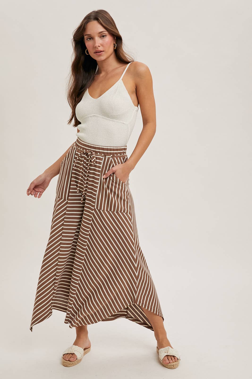STRIPED WIDE LEG PALAZZO PANTS