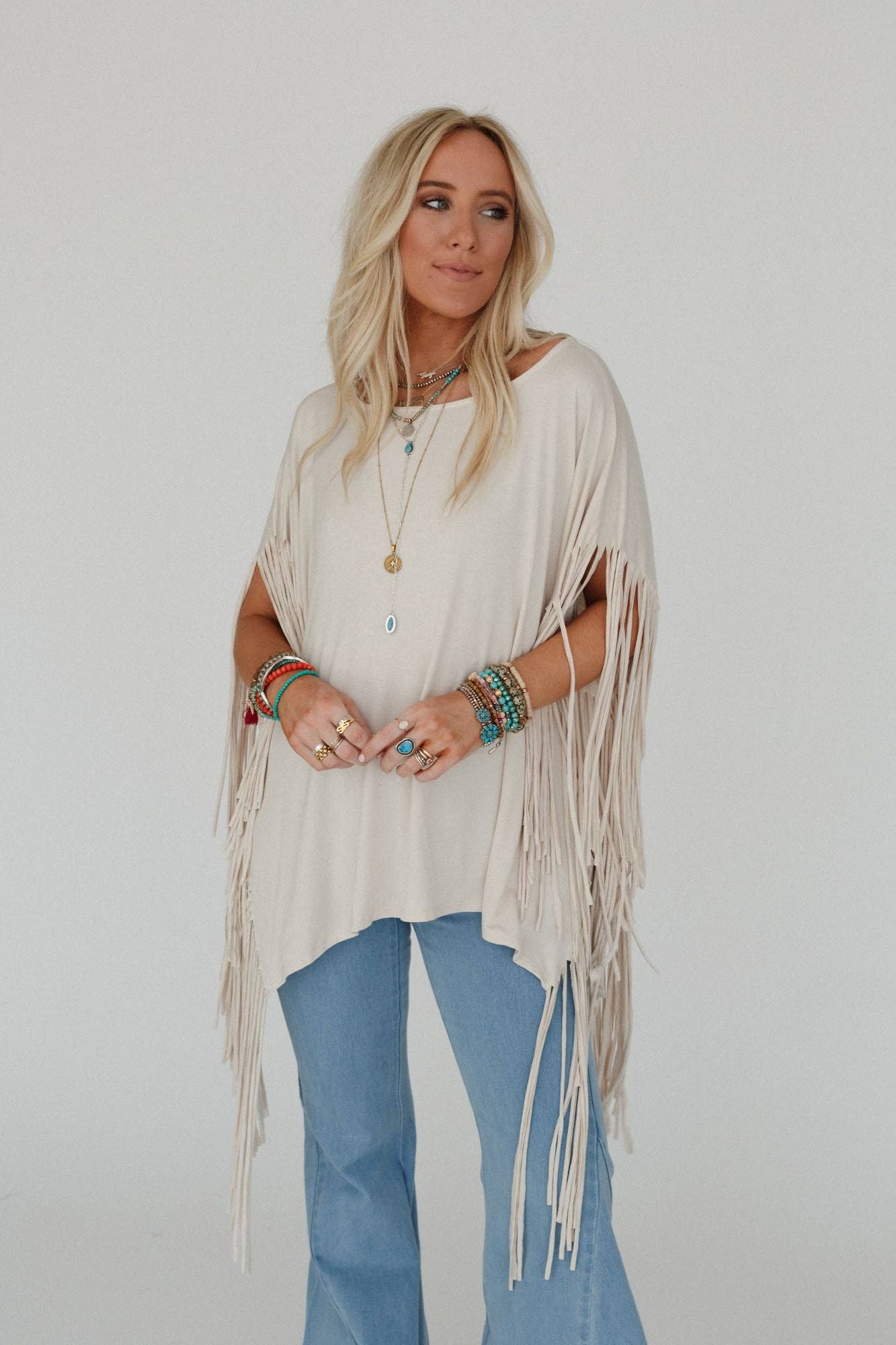 Fringe Top - Oat