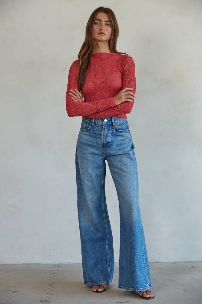 Crimson Knit Seamless Long Sleeve Top