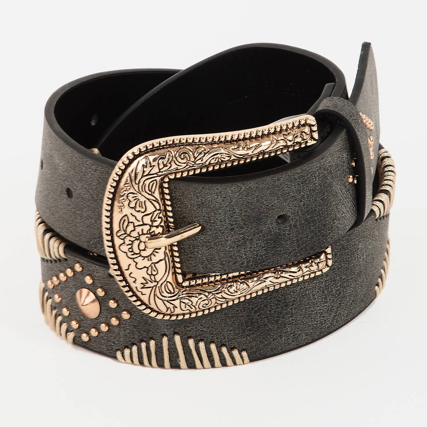 Floral Etched Buckle Belt