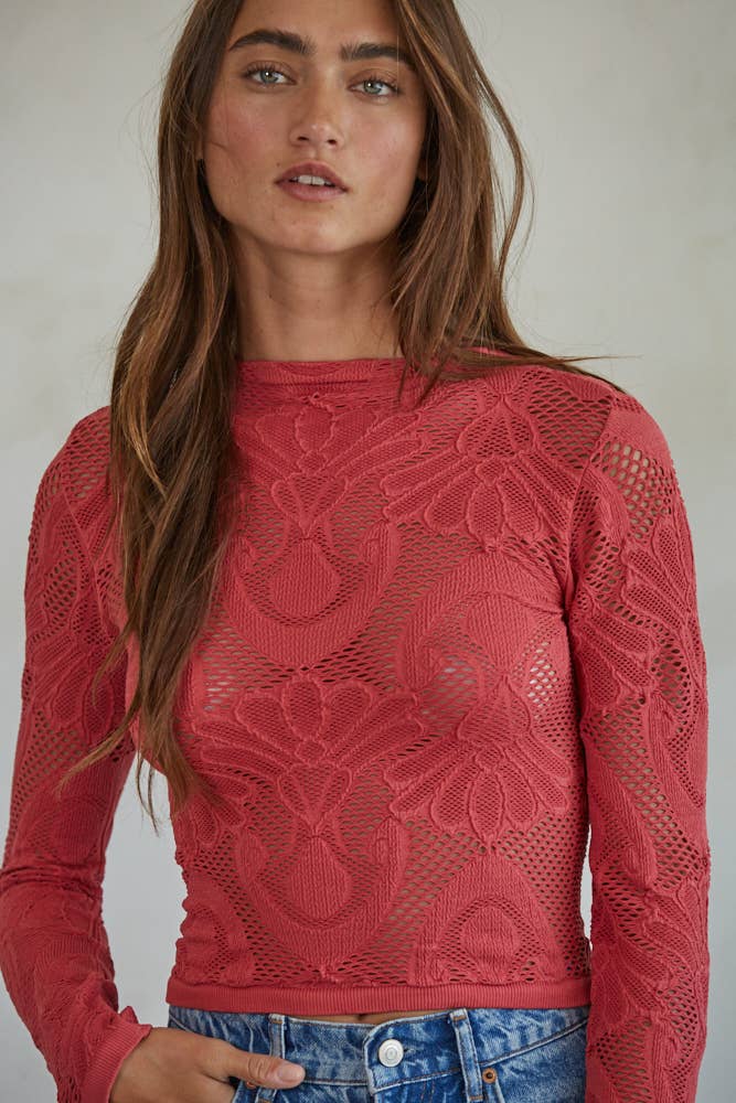 Crimson Knit Seamless Long Sleeve Top