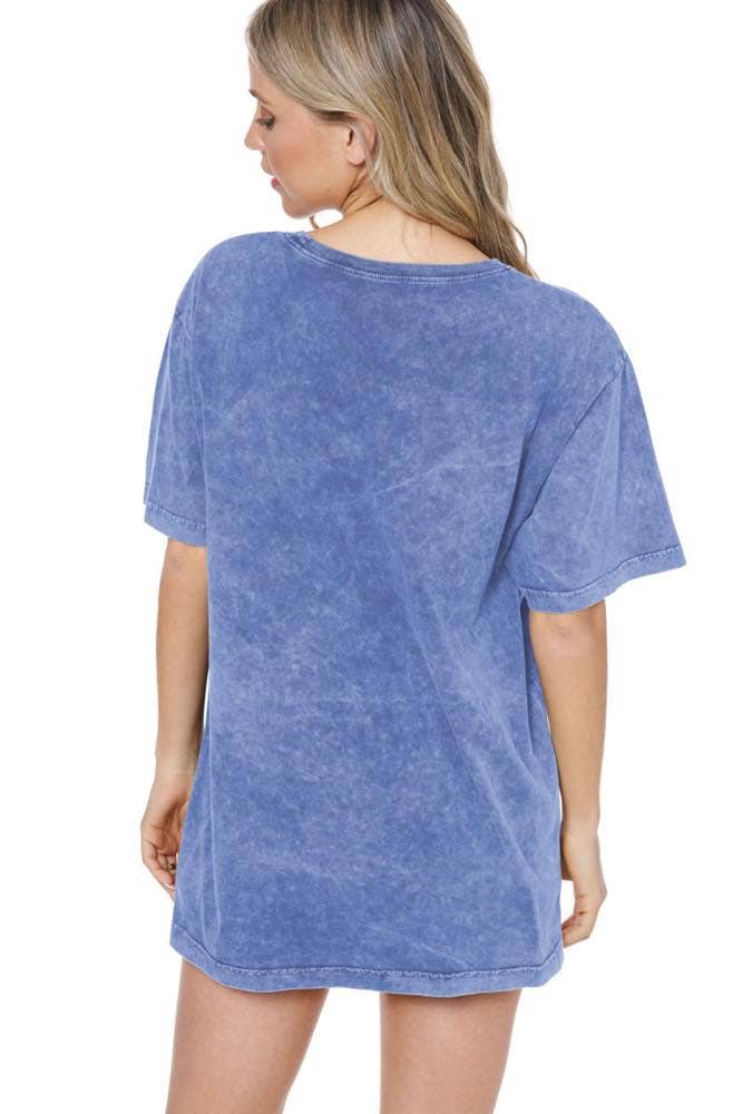 GLITTER' Touch Down Football Graphic S/S Washed Boyfriend Te