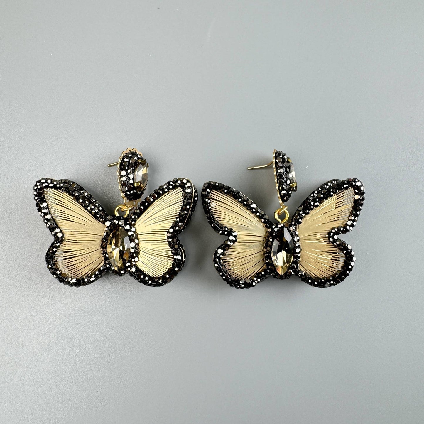 Butterfly Shape Rhinestone Alloy Drop Earrings