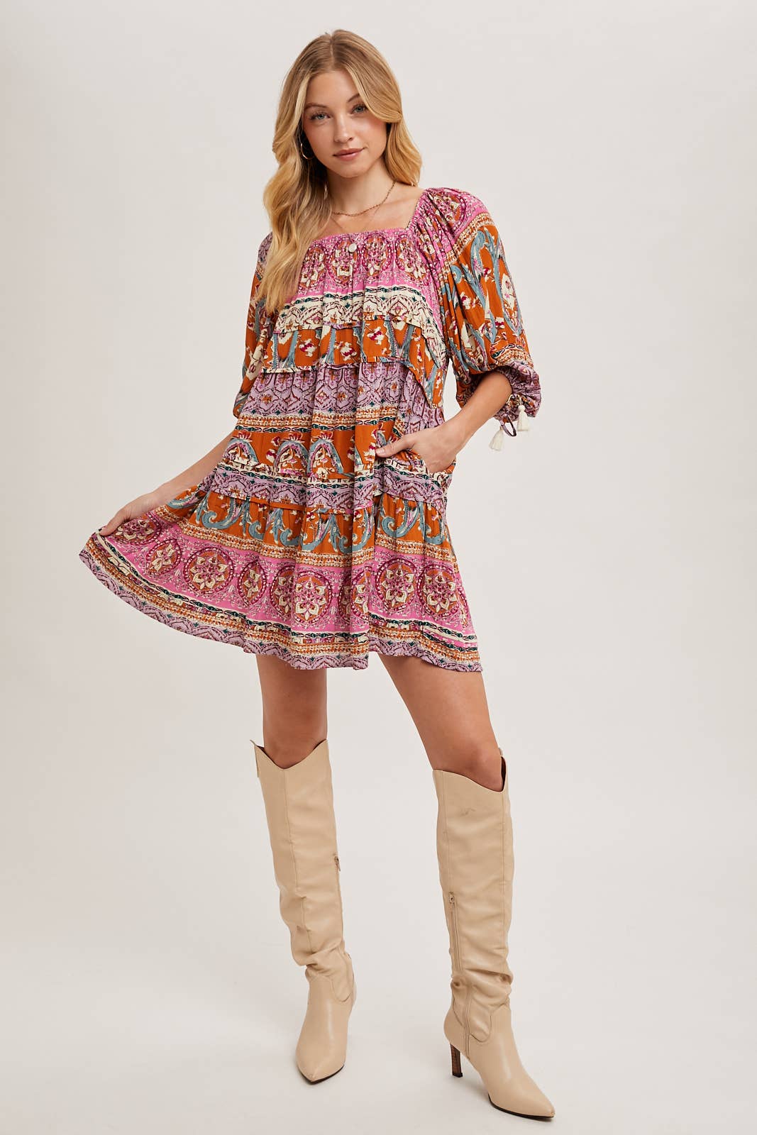 Paisley Print Boho Dress