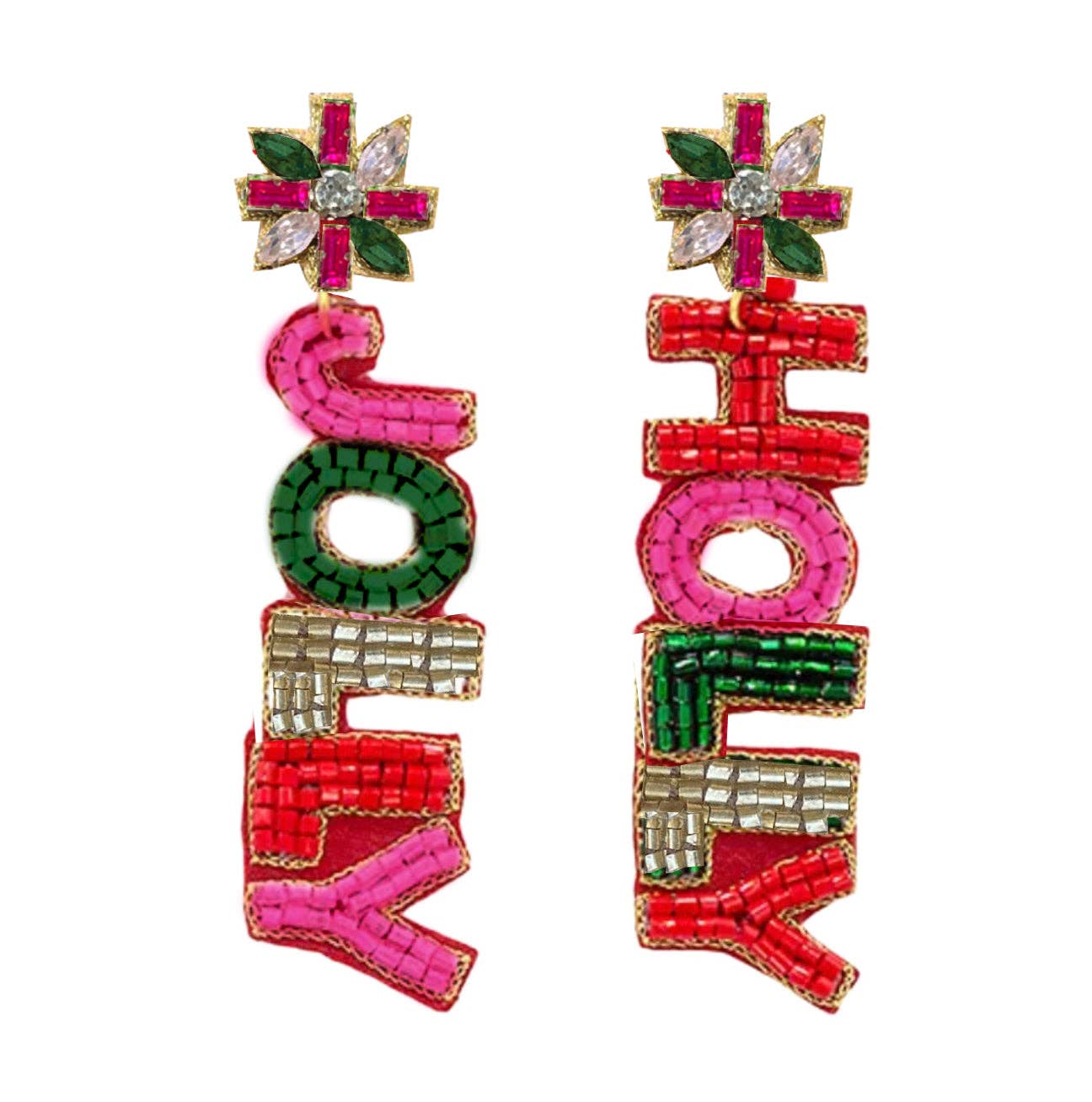 Custom Beaded Holly Jolly Earrings