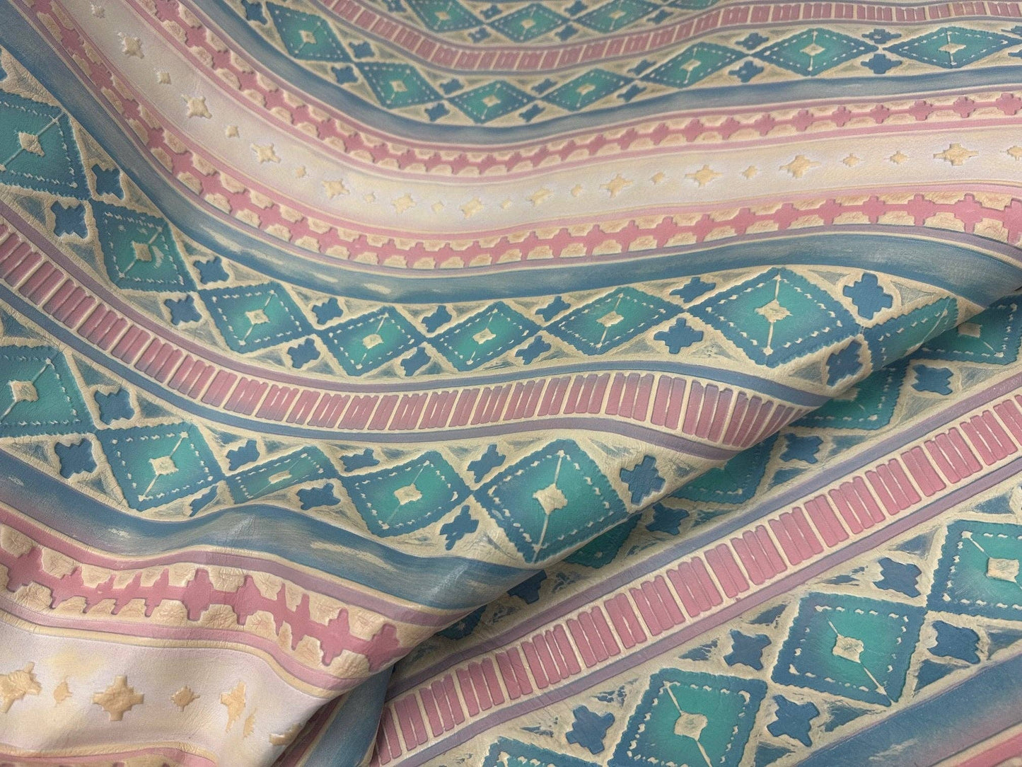 Narrow Oval Leather Earrings in Pastel Navajo 224u