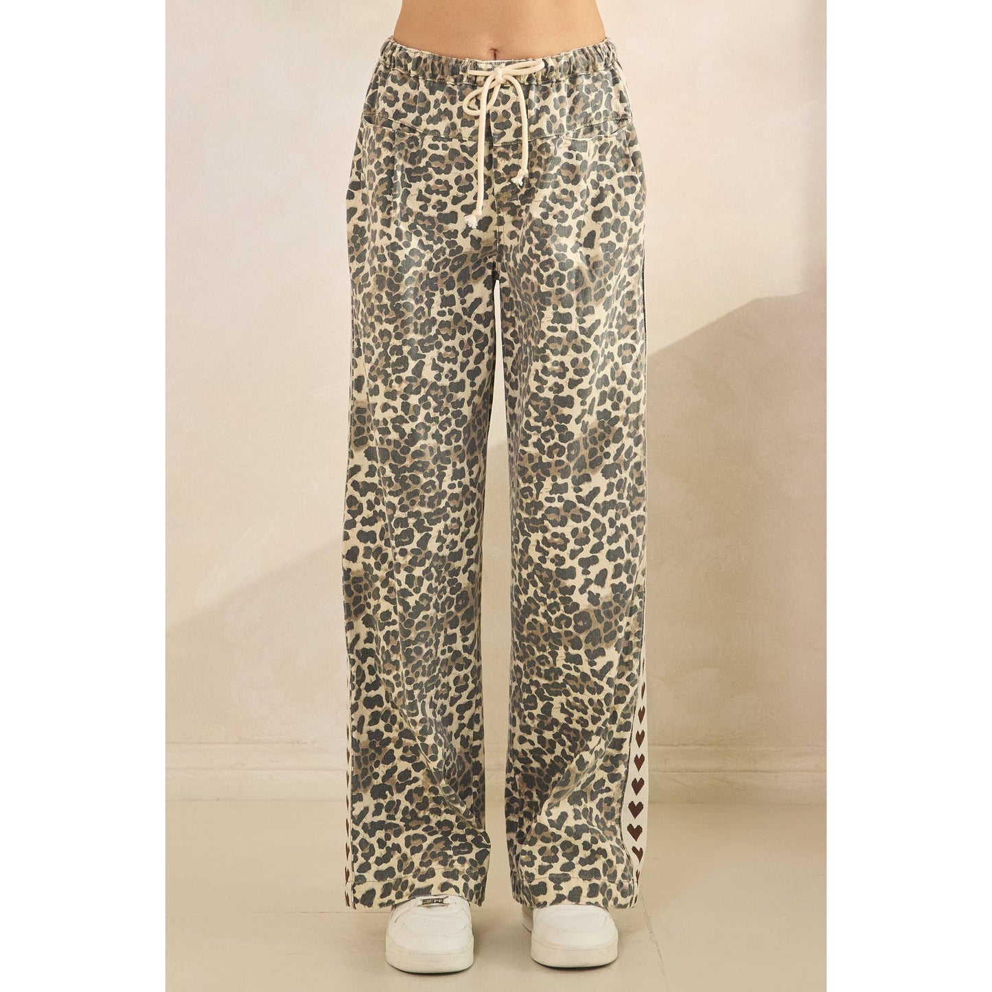 Leopard Star Striped Wide Legged Pants