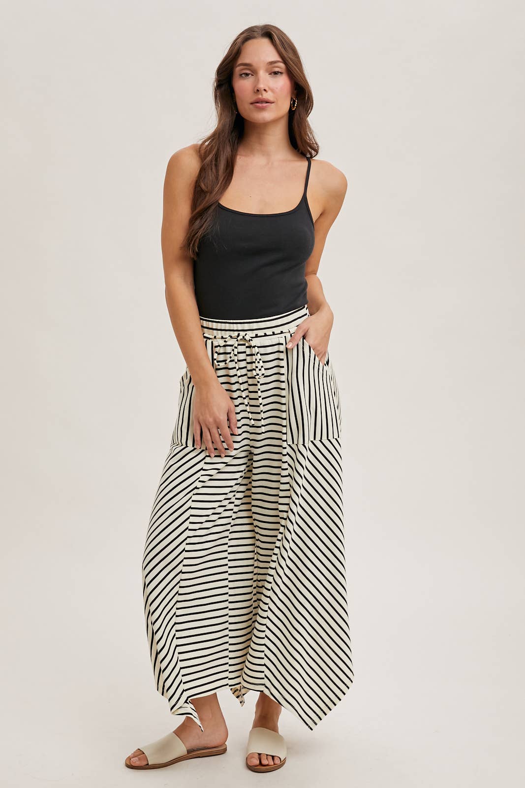 STRIPED WIDE LEG PALAZZO PANTS