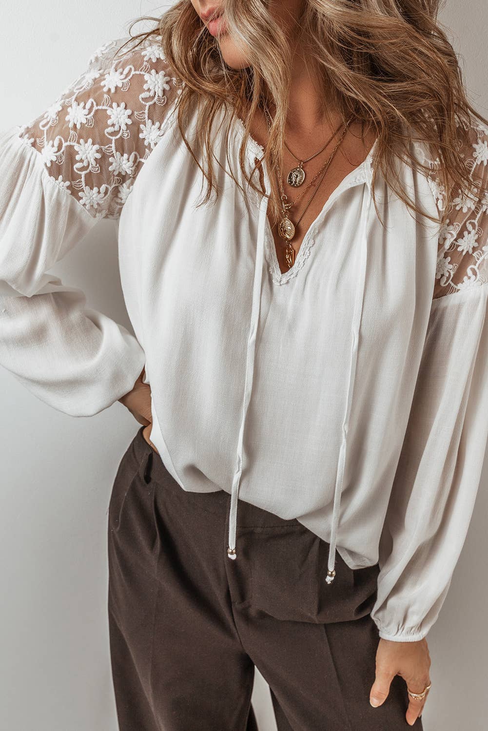 Chic Tied Floral Lace Top