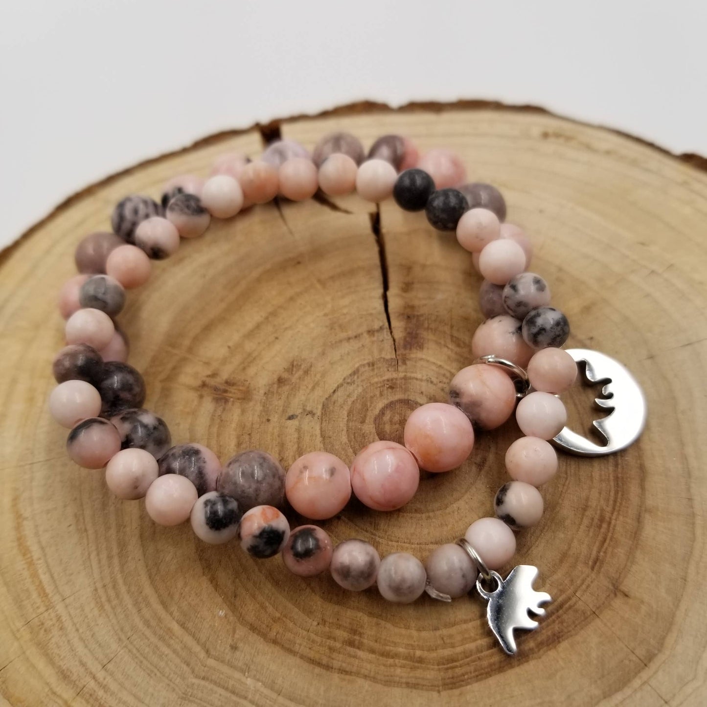 Natural Stone Mama Bear Bracelet Set - Mother's Day gift