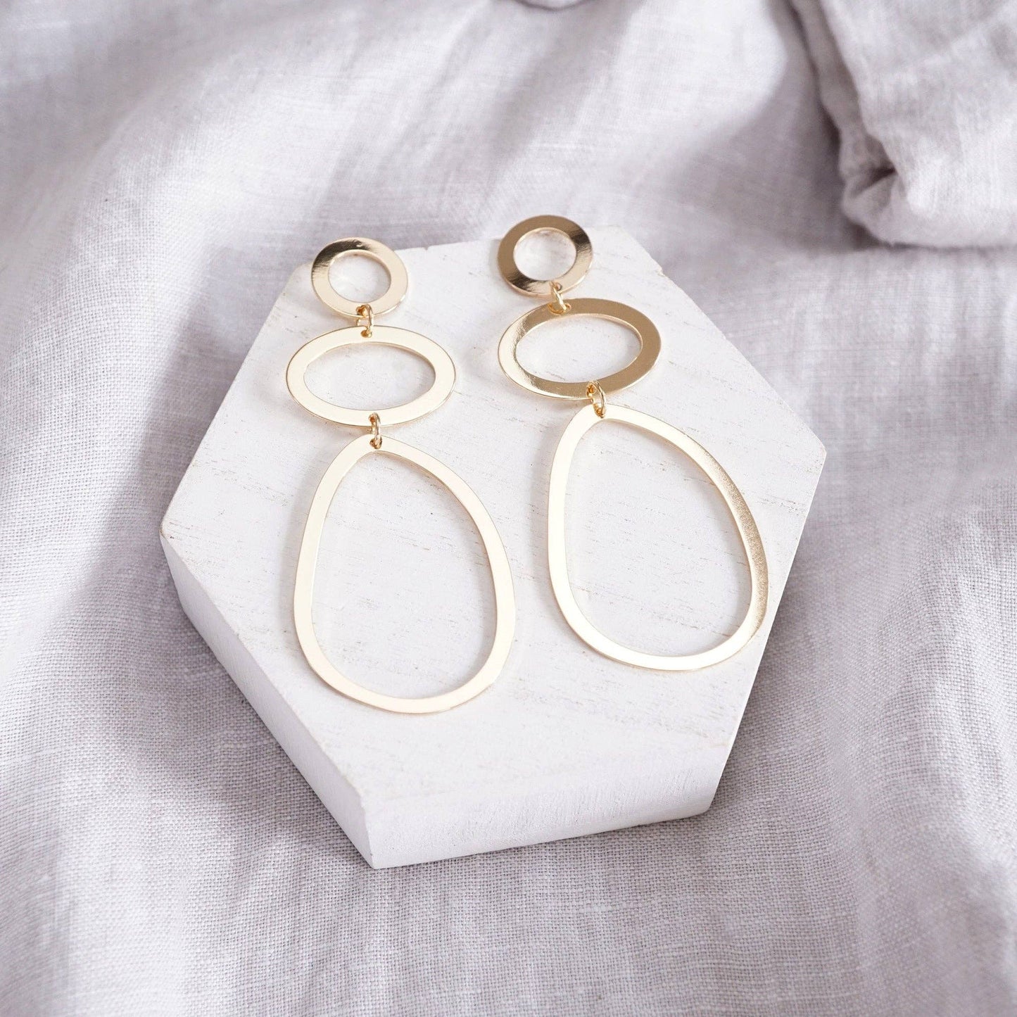 Abstract Hoop Statement Earrings – Gold Tone