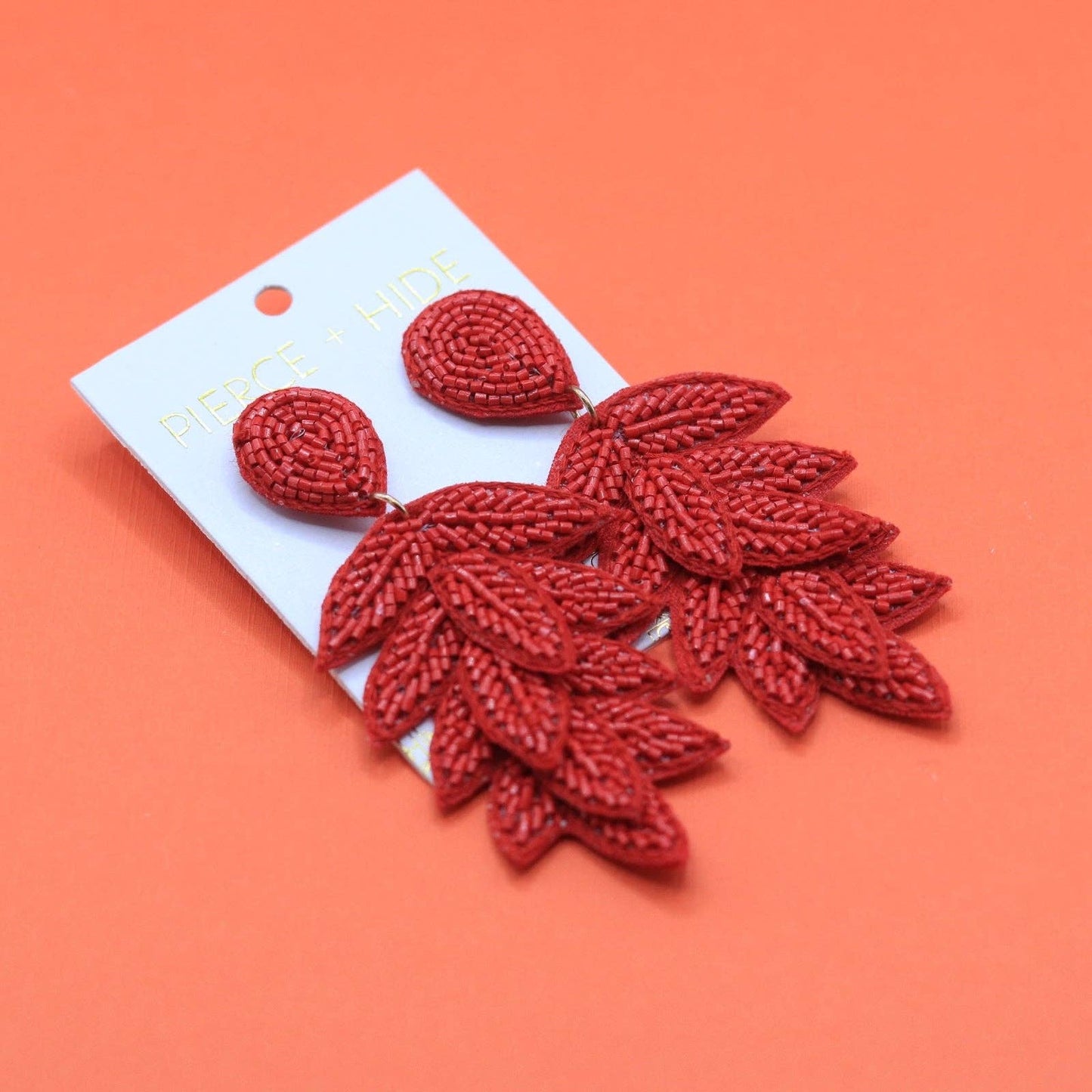 Custom Red Tiered Leaf Earrings