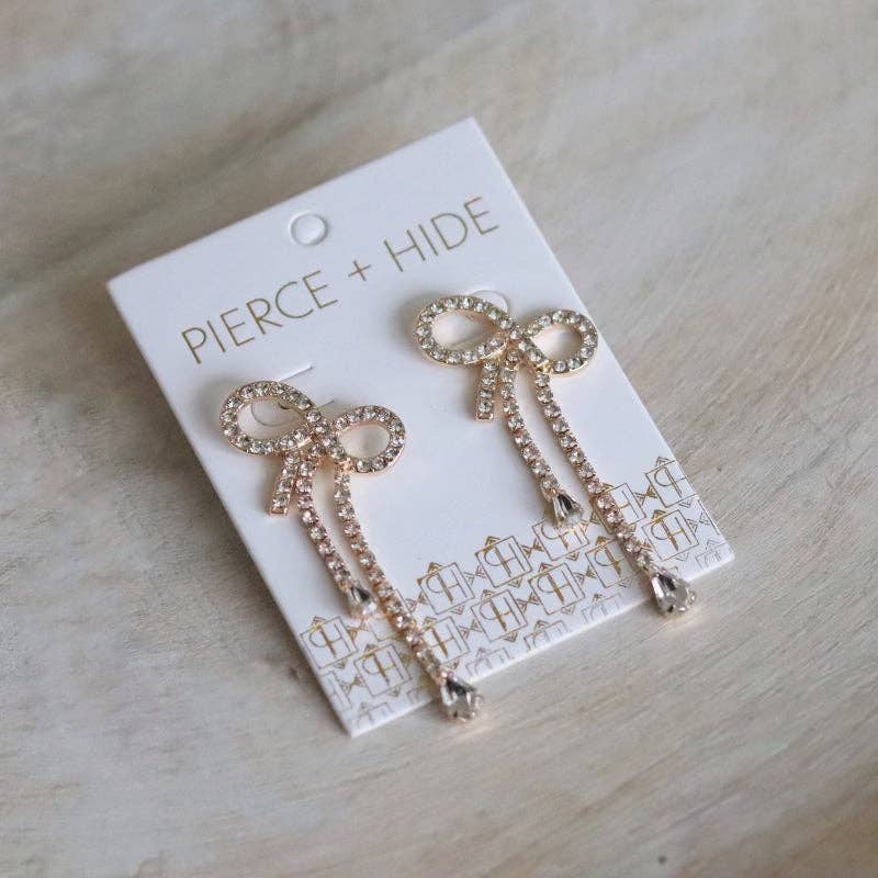 CZ Ribbon Drop Earrings