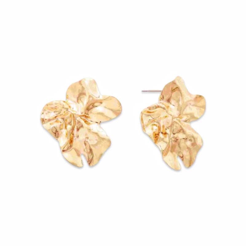 Gold Textured Flower Stud