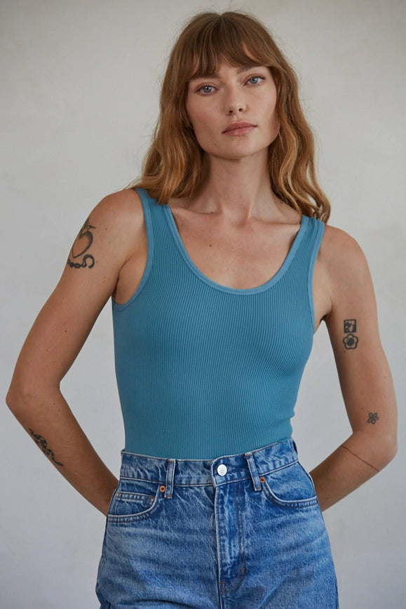 Ribbed Teal Bodysuit