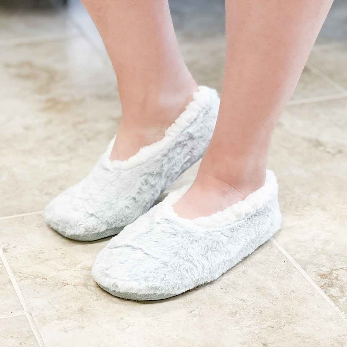 Slippers Grey Plush Sherpa