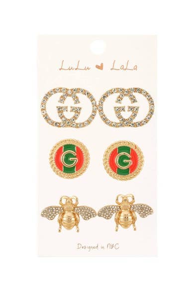 Red Circle Stud Earrings