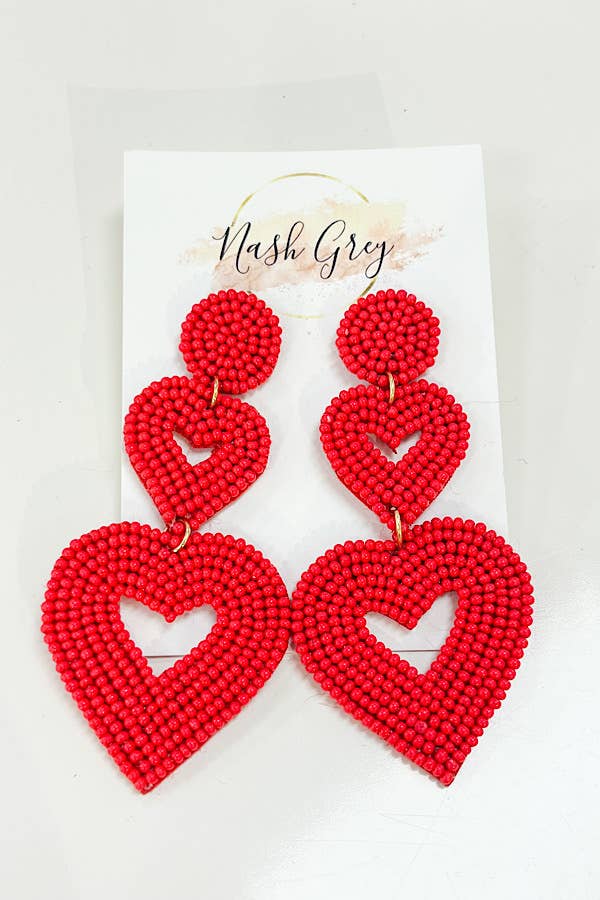 Double the Love Heart Beaded Earrings
