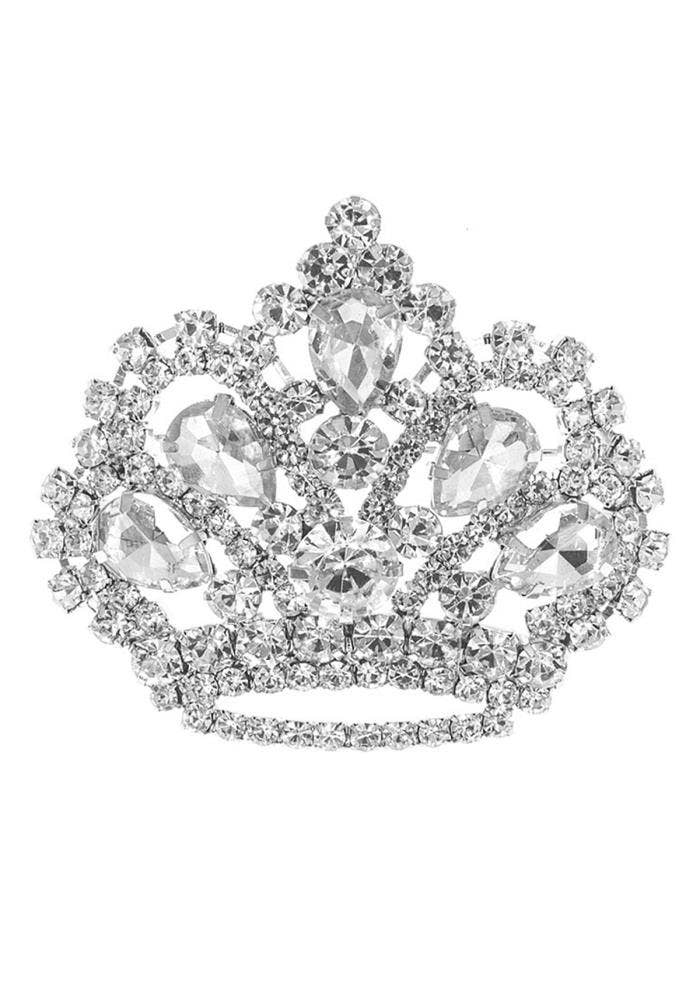 RHINESTONE MIXED SHAPE CROWN BROOCH