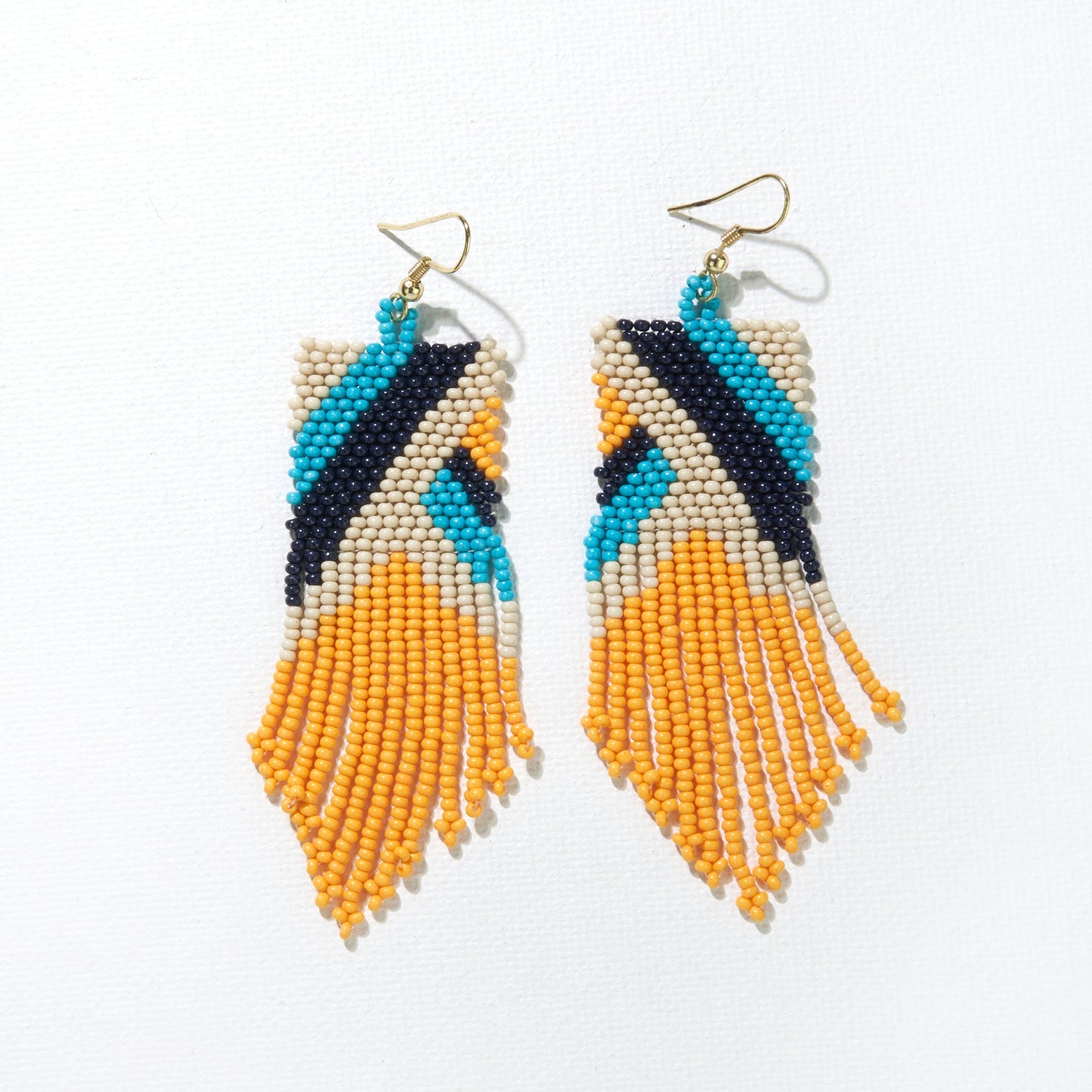 Earring Yellow and Turquoise Stripe