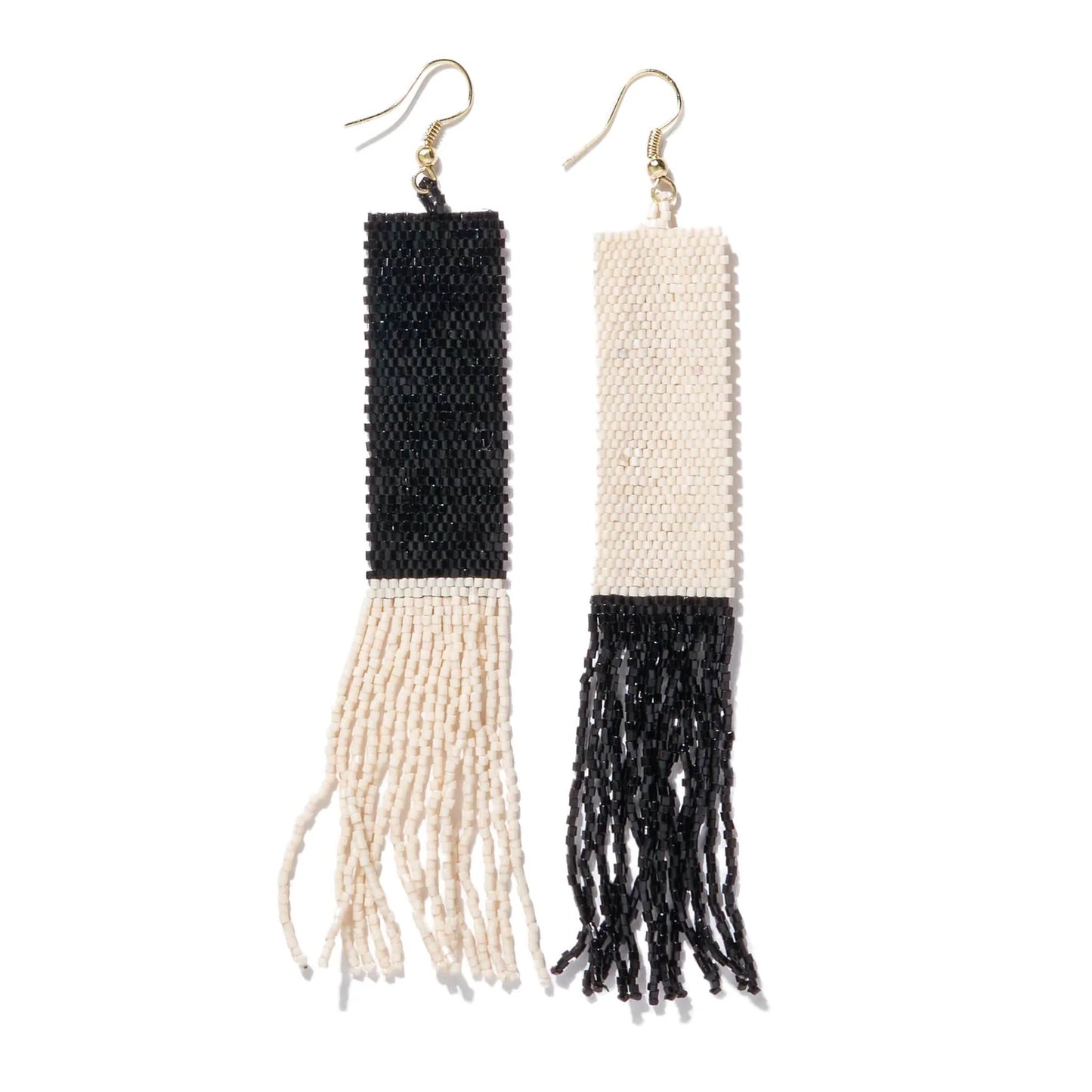 Black Ivory Long Fringe Earrings