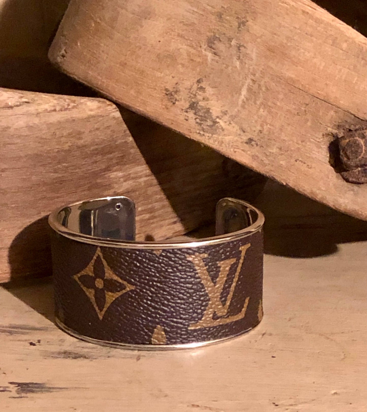 LV Cuff Bracelet Silver Tone