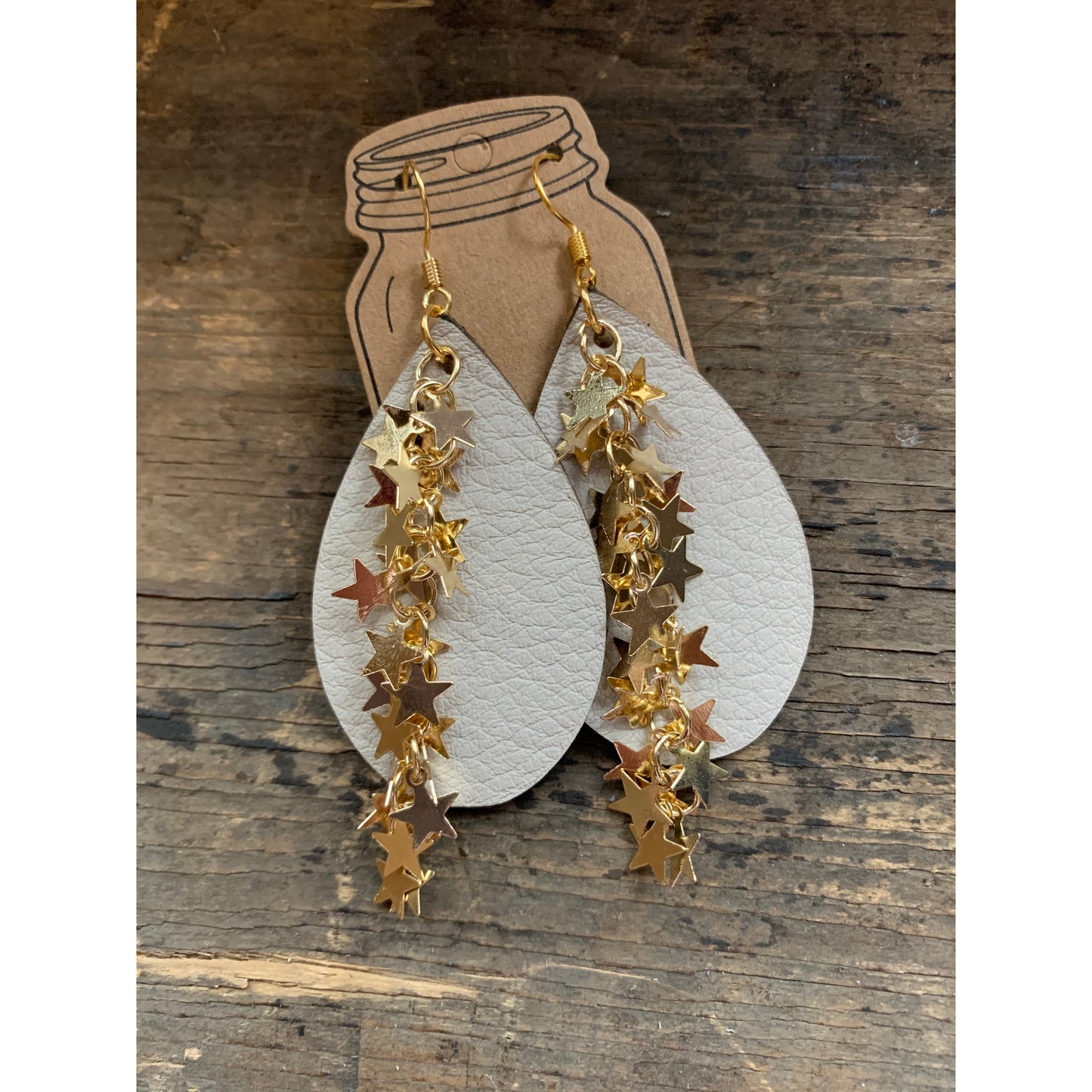 Earrings Teardrop Leather with Chain
