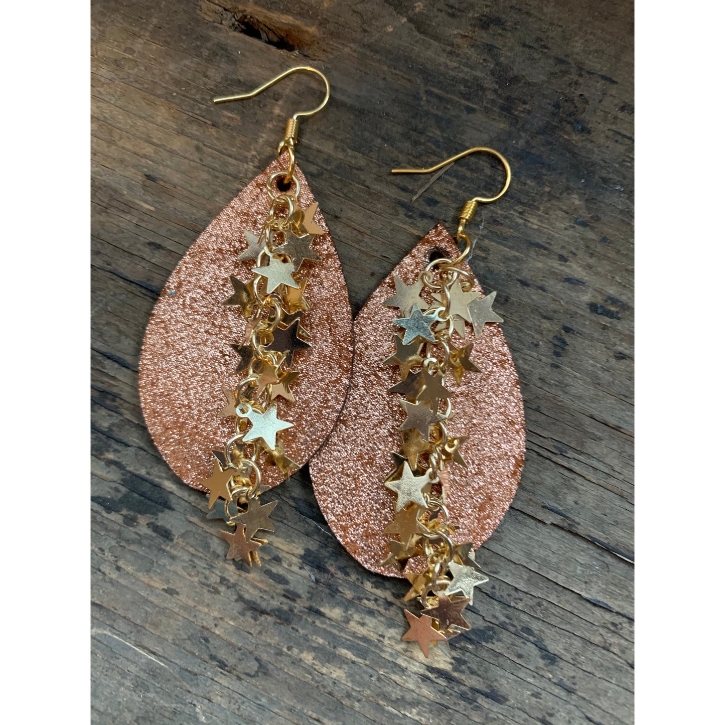 Earrings Teardrop Leather with Chain