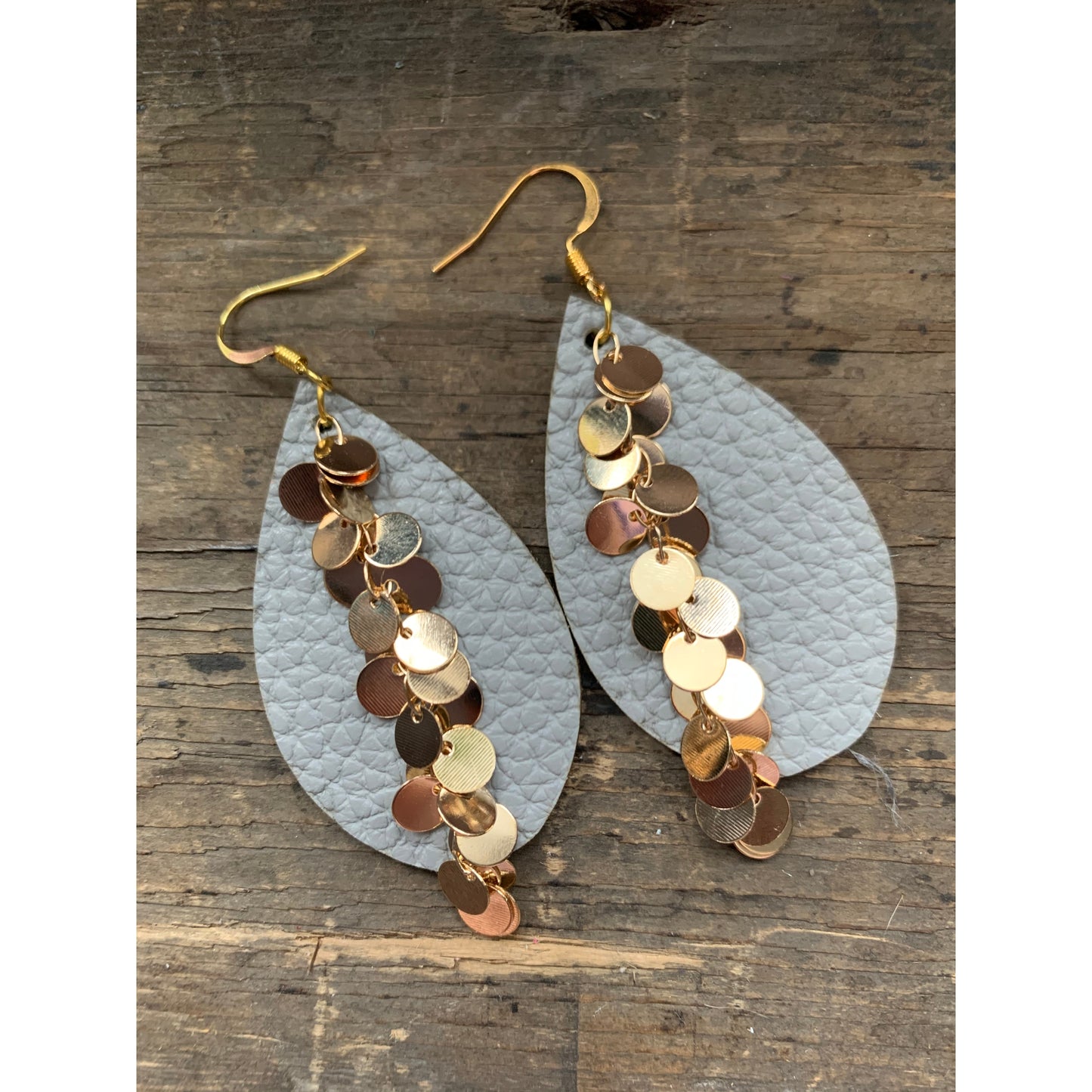 Earrings Teardrop Leather with Chain