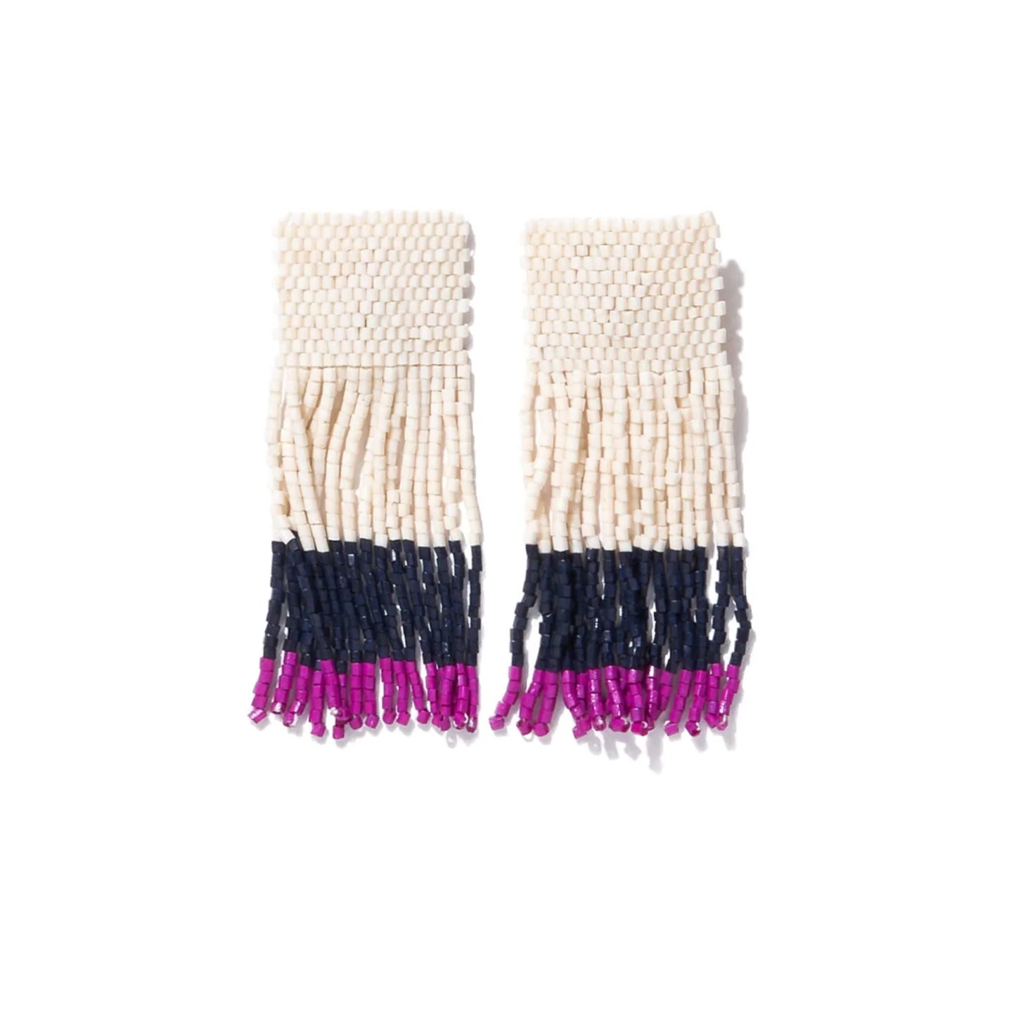 Ivory Navy Magenta Color Block Earrings