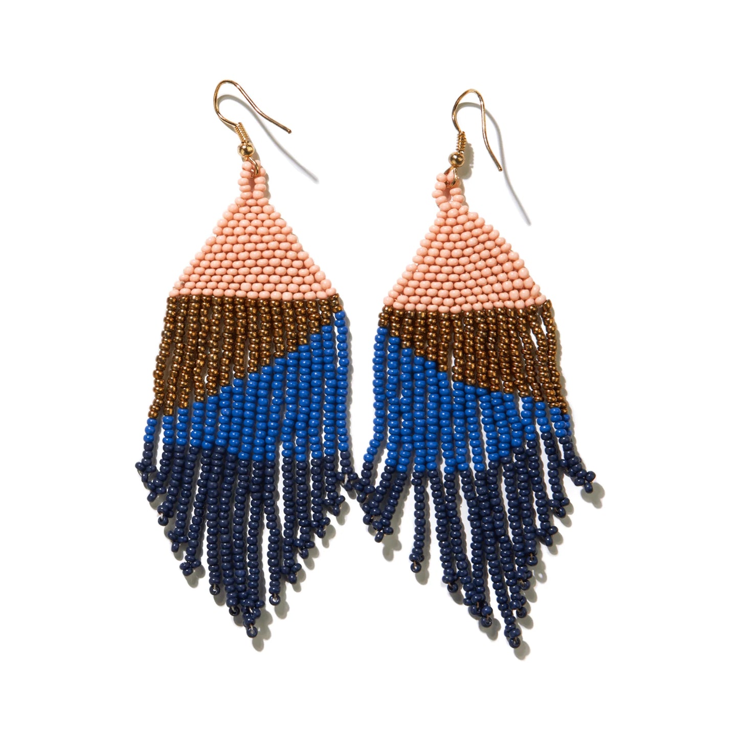 Navy Lapis Gold Ombre Earrings
