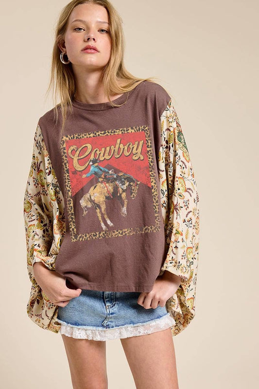 Western Cowboy Leopard Poncho Top