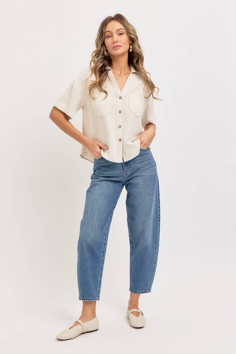 Linen Casual Button Top