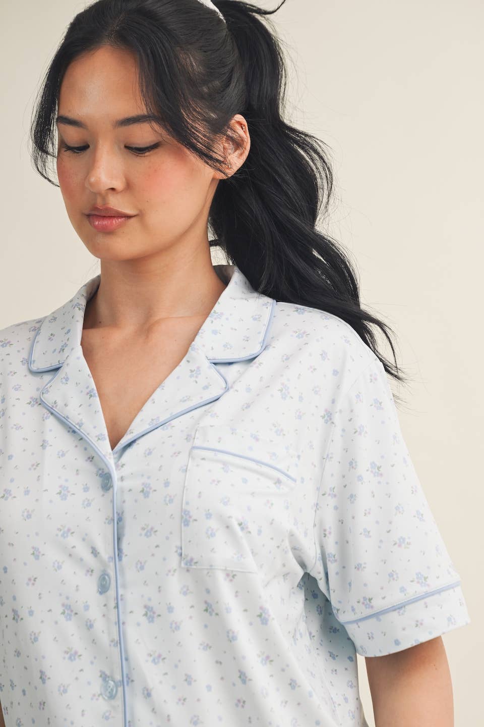 Pink Ditsy Print Pajama Set