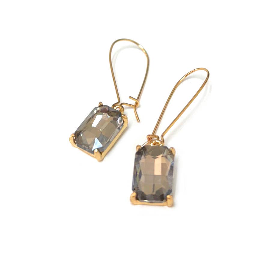 Midi Rectangle Glass Bead with Kidney Wire Dangle Earrings
