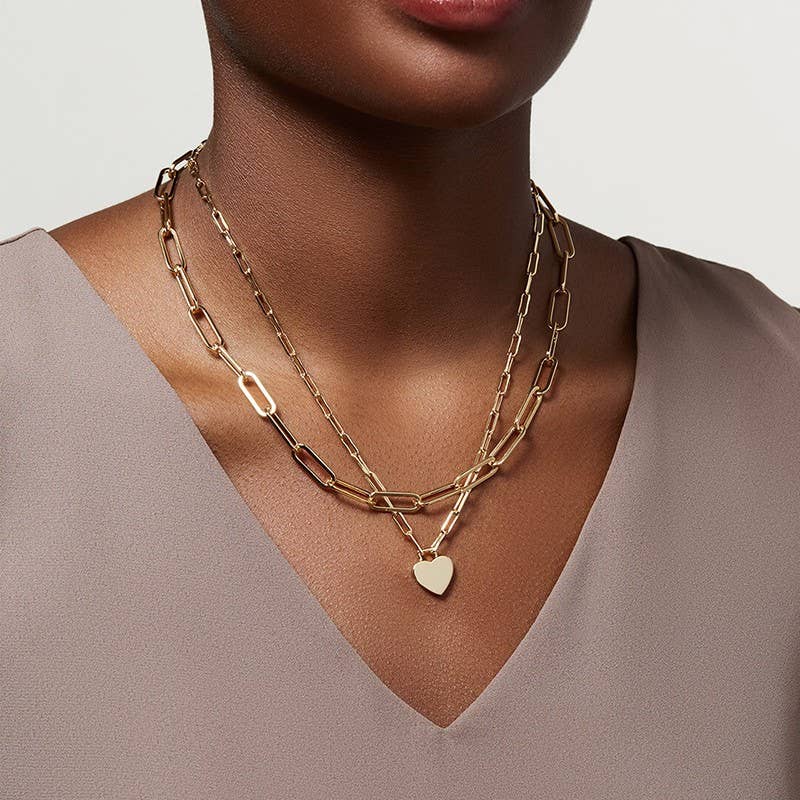 Dainty Heart Layered Gold Dipped Necklace