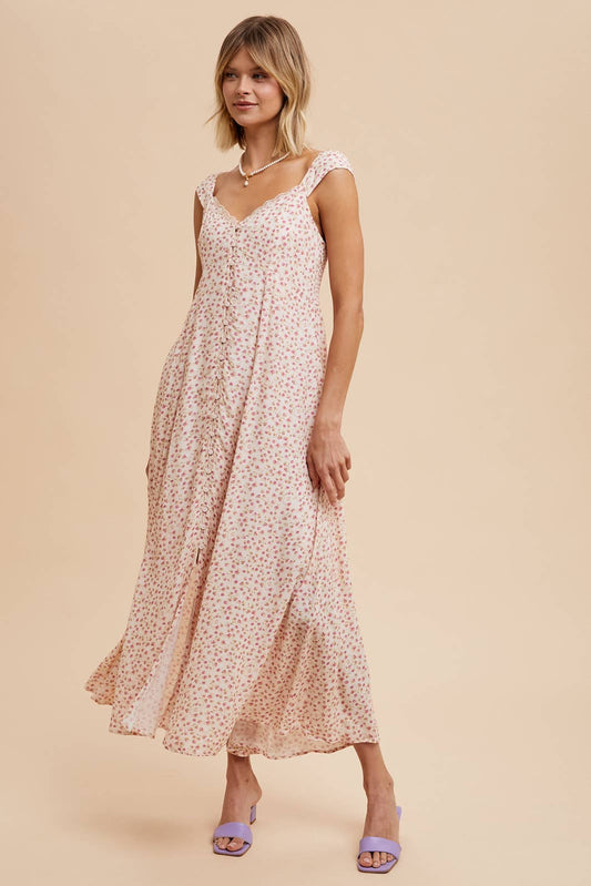 Peach Floral Button Down Sundress