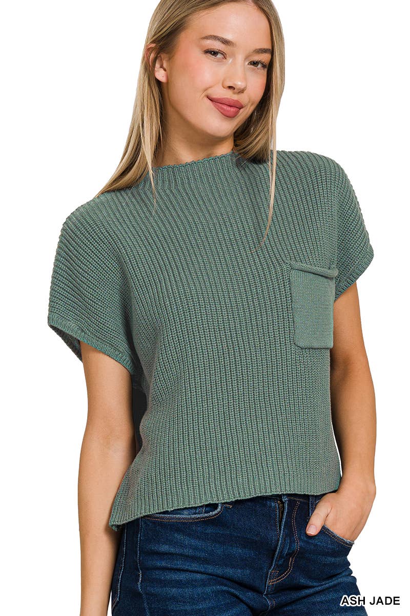 Pnk  Short Sleeve Crop Sweater