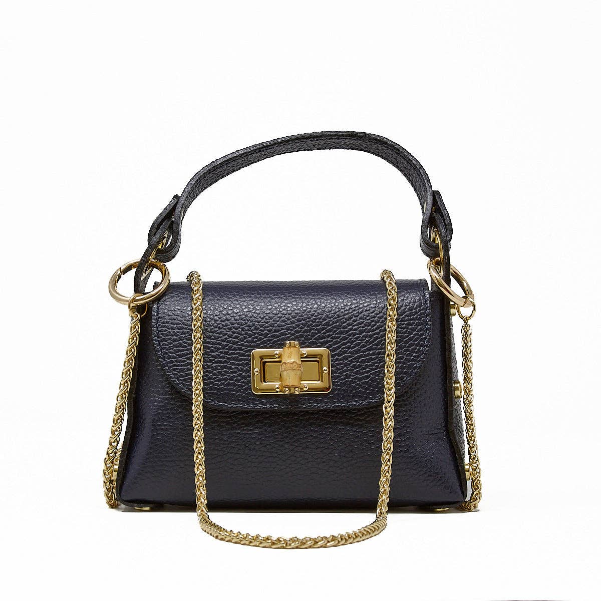 GF1075 GENUINE ITALIAN LEATHER  BAMBOO CLASP, CROSSBODY BAG