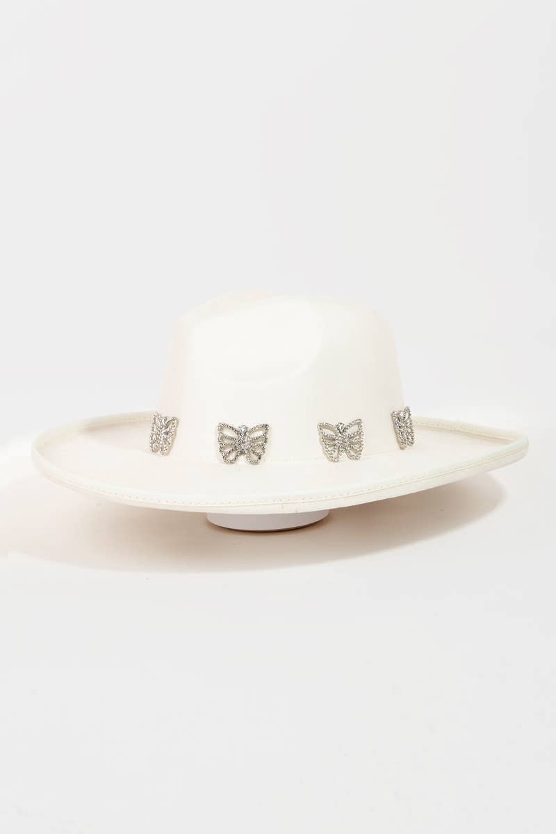 Pave Butterflies Fedora Hat