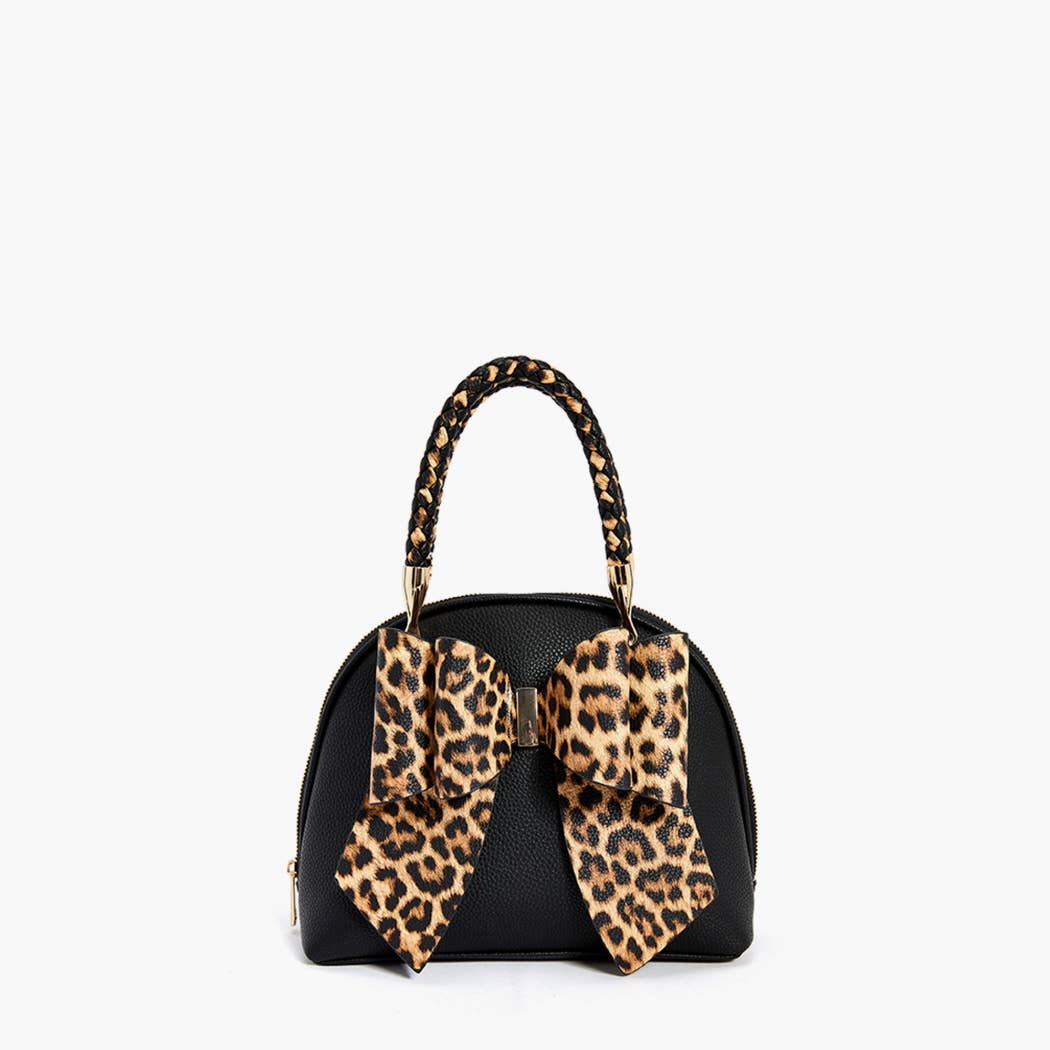 Leopard Top Handle Bow Bag – Fall Statement Gift